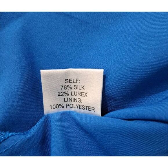 Oleg Cassini Womens elegant Small gold teal blue dress Silk long floor length - Picture 6 of 8